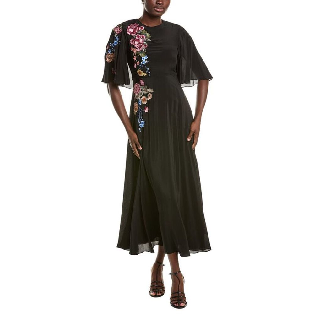 Johnny Was Womens Ginza Silk Maxi Dress, Black